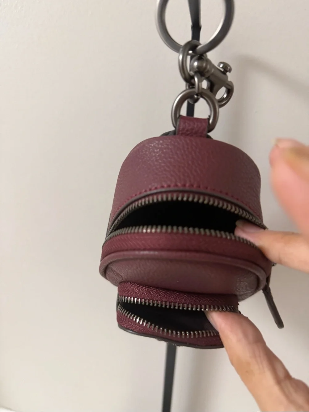 Coach Pebbled Leather Mini Backpack Keychain/ Bag Charm - Wine